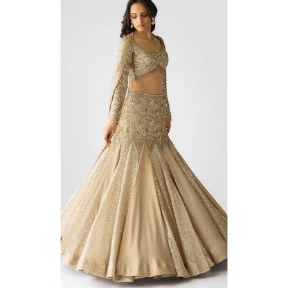 Basanti Kapde aur Koffee The Champagne Dawn Lehenga And Stitched Blouse With Dupatta
