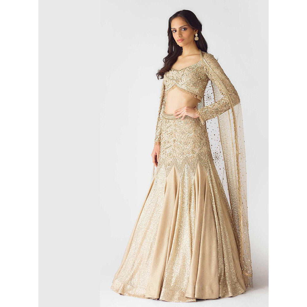 Basanti Kapde aur Koffee The Champagne Dawn Lehenga And Stitched Blouse With Dupatta