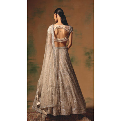 Basanti Kapde aur Koffee The Echo Of Beige Lehenga And Stitched Blouse With Dupatta