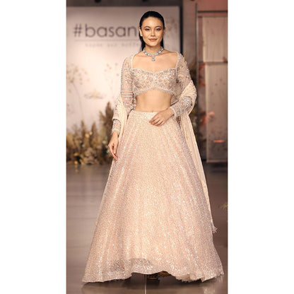 Basanti Kapde aur Koffee The Peach Celestial Dream Lehenga And Stitched Blouse With Dupatta