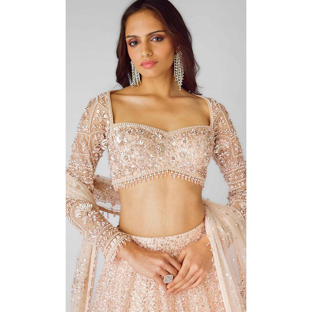 Basanti Kapde aur Koffee The Peach Celestial Dream Lehenga And Stitched Blouse With Dupatta