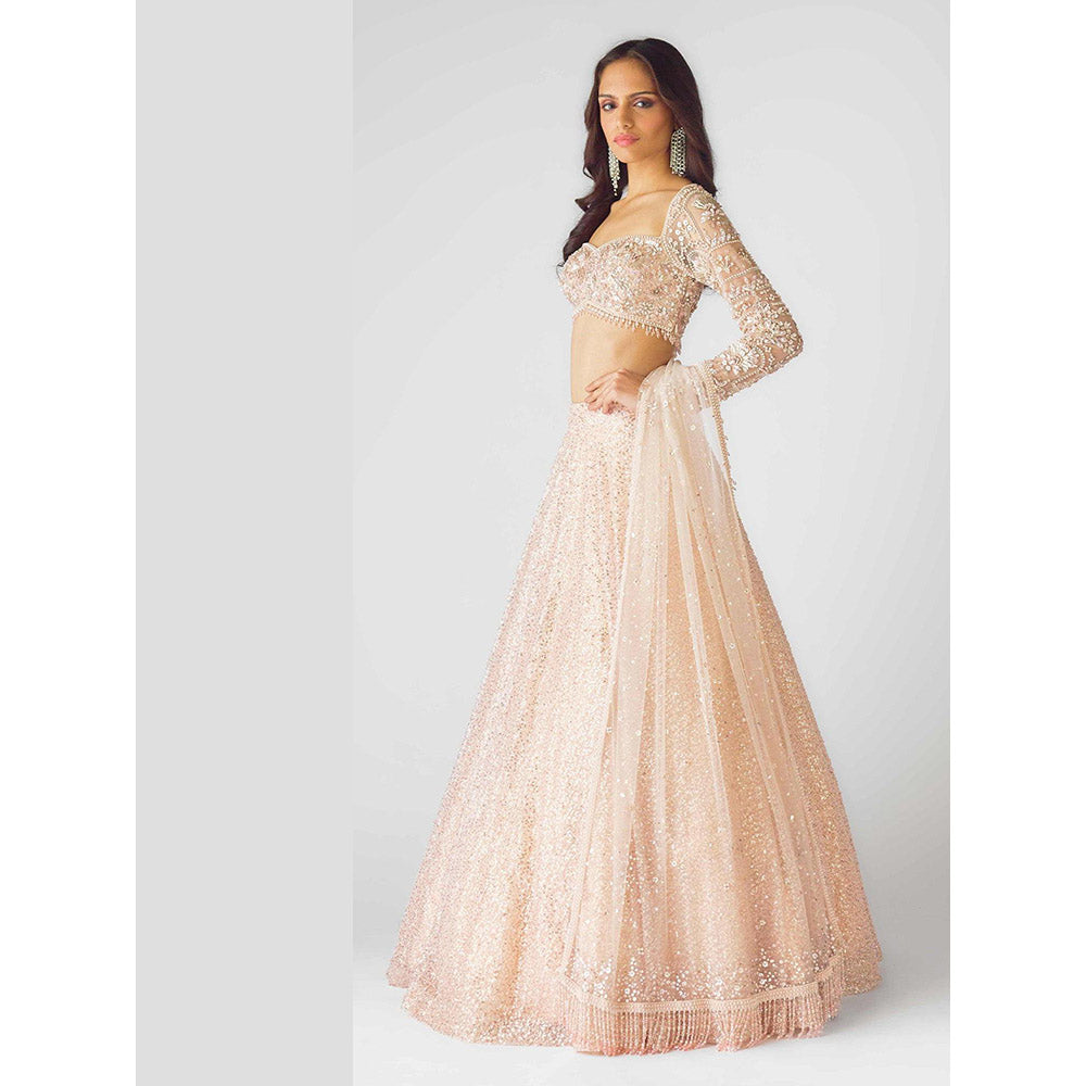 Basanti Kapde aur Koffee The Peach Celestial Dream Lehenga And Stitched Blouse With Dupatta