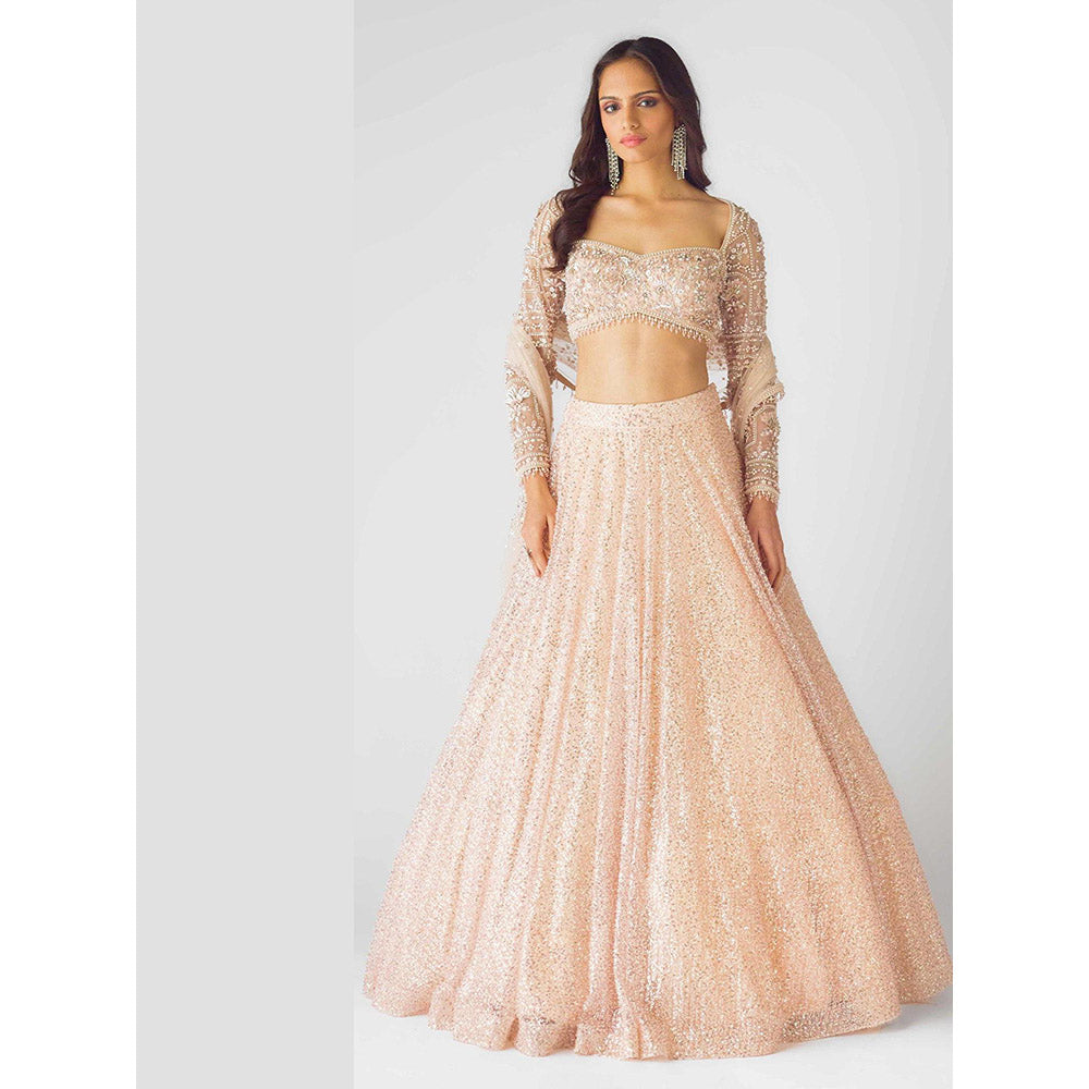 Basanti Kapde aur Koffee The Peach Celestial Dream Lehenga And Stitched Blouse With Dupatta