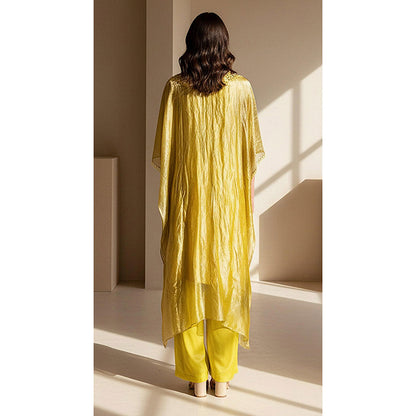 Basanti Kapde aur Koffee Lime Stillness Embellished Kaftan And Palazzo