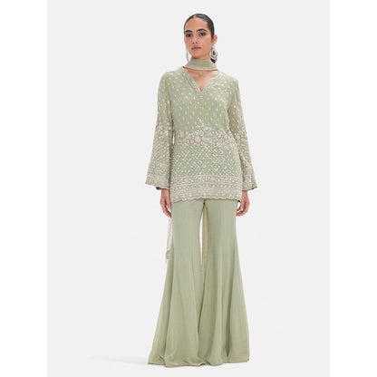 Basanti Kapde aur Koffee The Pista Shimmer Kurta with Sharara and Dupatta