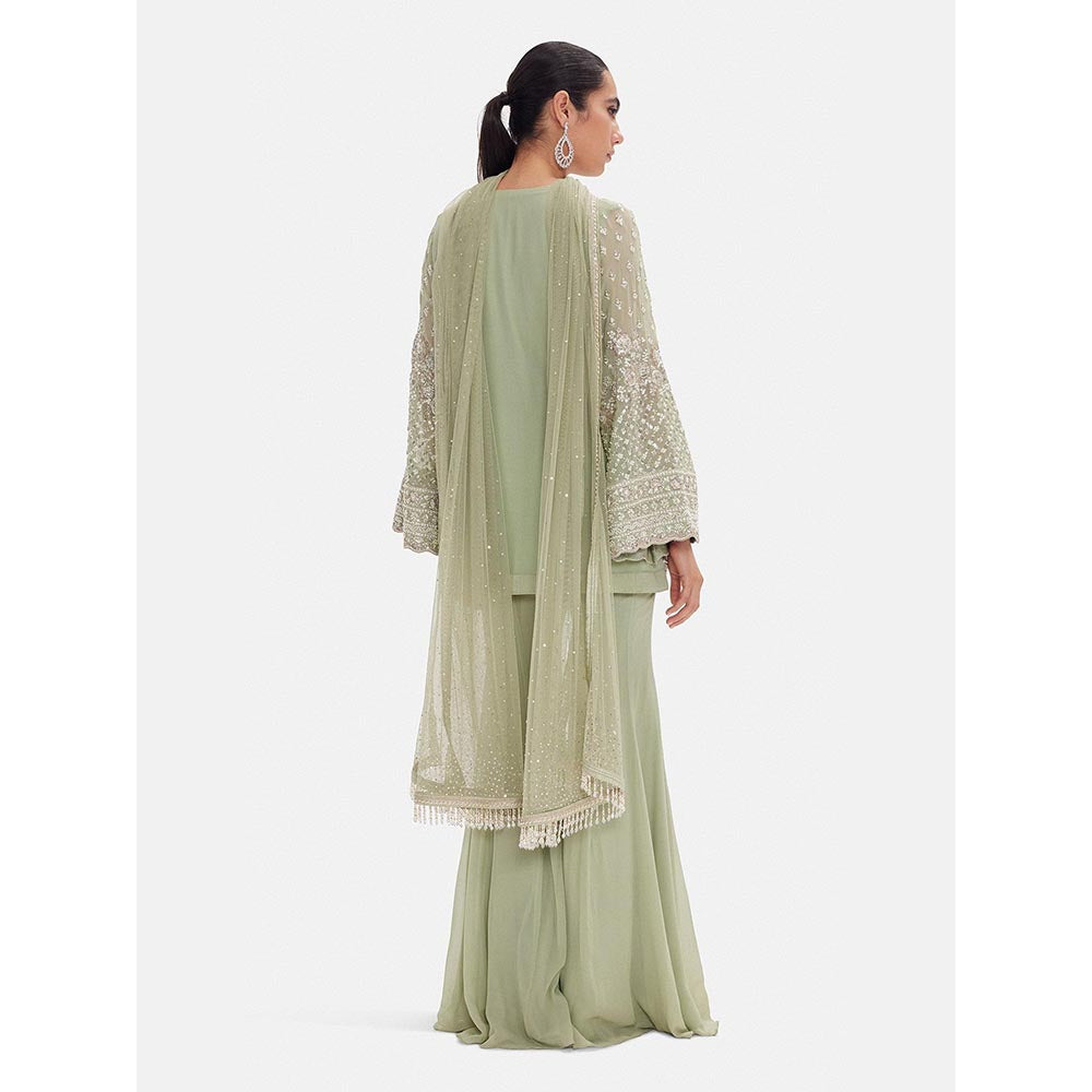 Basanti Kapde aur Koffee The Pista Shimmer Kurta with Sharara and Dupatta