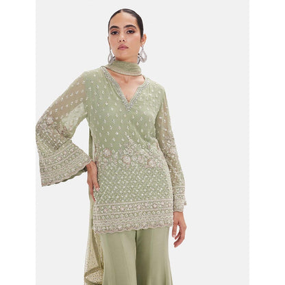 Basanti Kapde aur Koffee The Pista Shimmer Kurta with Sharara and Dupatta