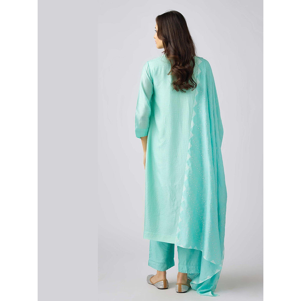 Basanti Kapde aur Koffee Aqua Muslin Embroidered Kurta and Pant with Dupatta