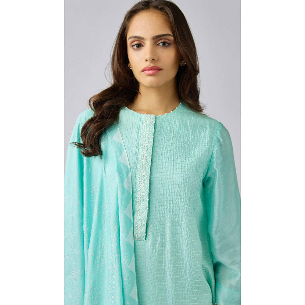Basanti Kapde aur Koffee Aqua Muslin Embroidered Kurta and Pant with Dupatta