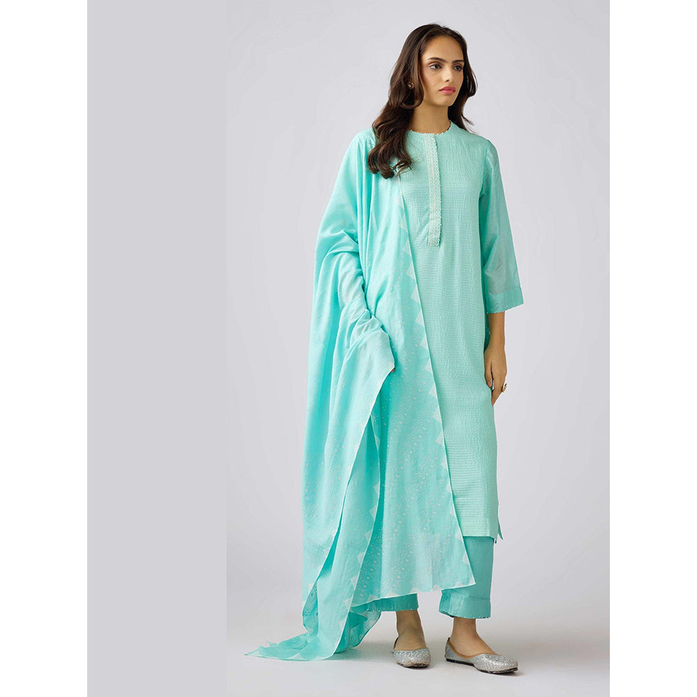 Basanti Kapde aur Koffee Aqua Muslin Embroidered Kurta and Pant with Dupatta