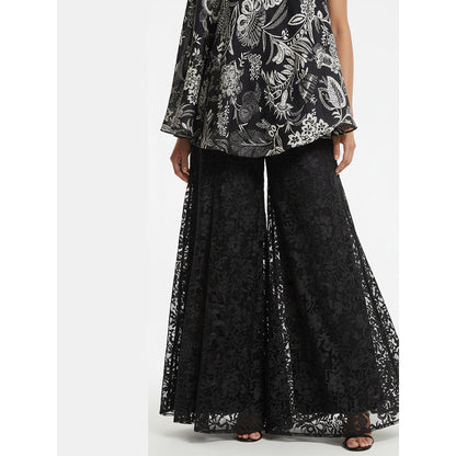 Basanti Kapde aur Koffee Black Crepe Sharara and Cape with Bustier