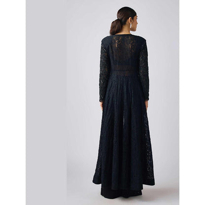 Basanti Kapde aur Koffee Black Georgette Embroidered Cape and Sharara with Bustier