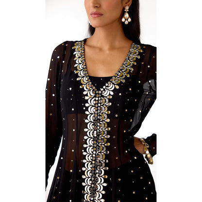 Basanti Kapde aur Koffee Black Mukaish Georgette Kurta and Dhoti Pant