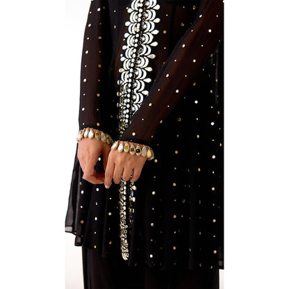 Basanti Kapde aur Koffee Black Mukaish Georgette Kurta and Dhoti Pant