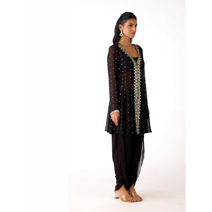 Basanti Kapde aur Koffee Black Mukaish Georgette Kurta and Dhoti Pant