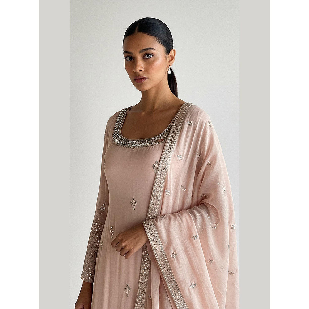 Basanti Kapde aur Koffee Blush Dawn Embroidered Kurta and Sharara with Dupatta
