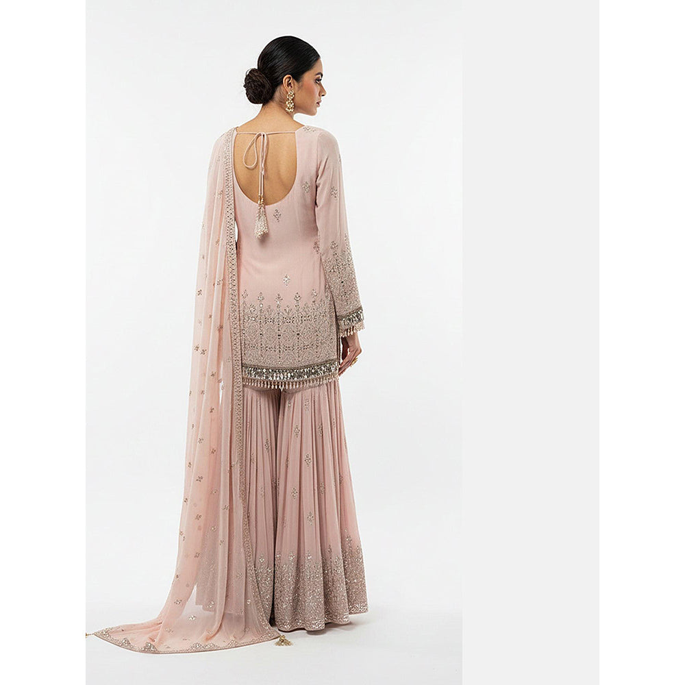 Basanti Kapde aur Koffee Blush Dawn Embroidered Kurta and Sharara with Dupatta