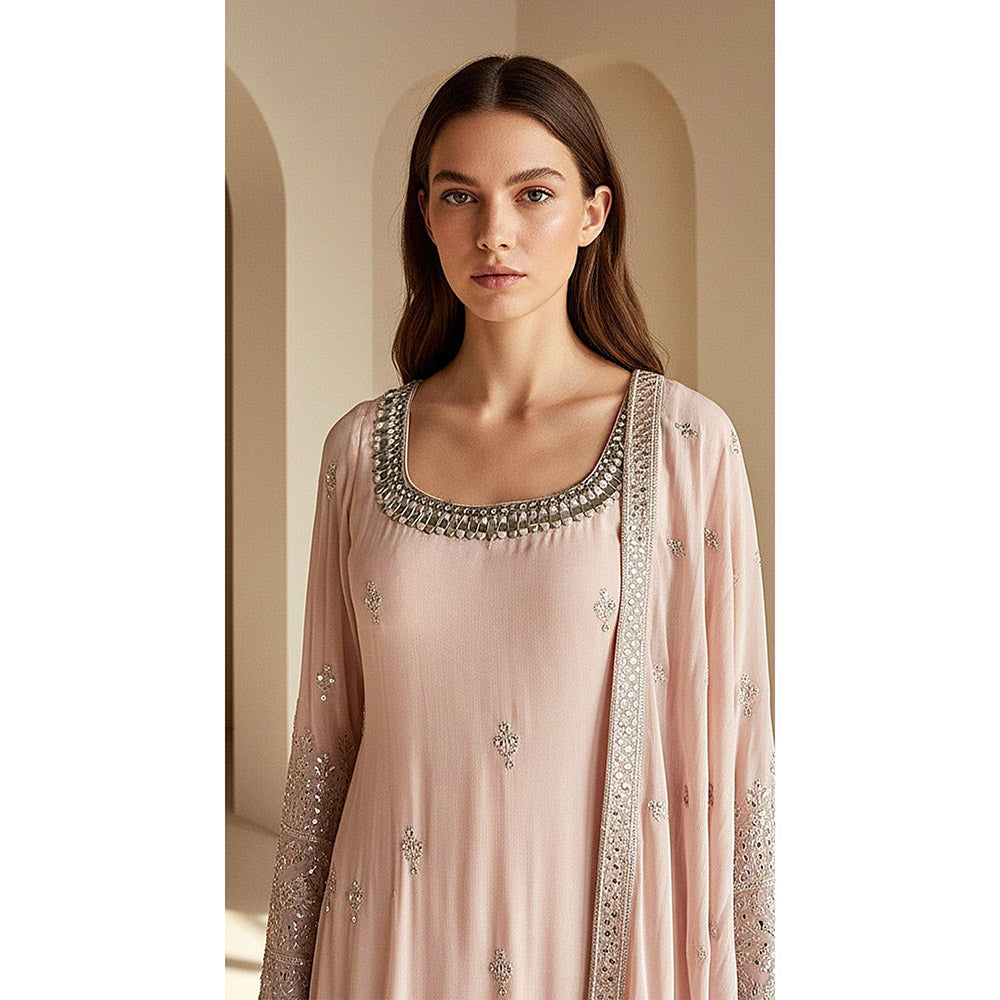 Basanti Kapde aur Koffee Blush Dawn Embroidered Kurta and Sharara with Dupatta