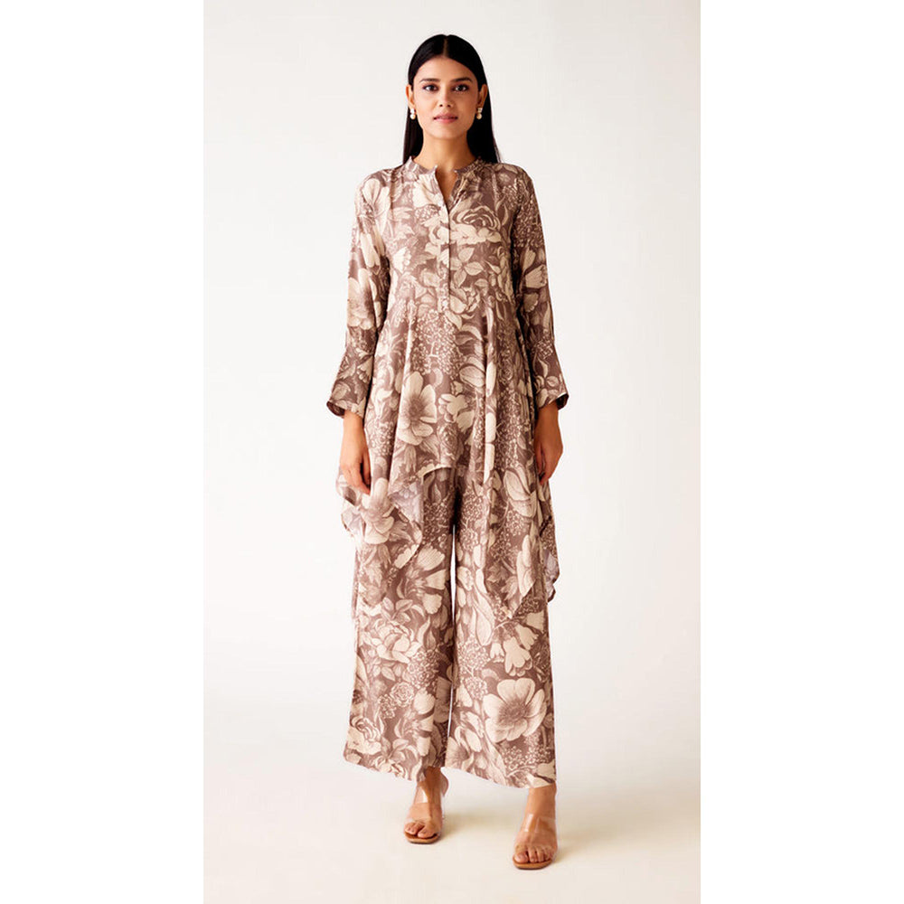 Basanti Kapde aur Koffee Grey Muslin Tunic And Palazzo