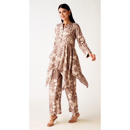Basanti Kapde aur Koffee Grey Muslin Tunic And Palazzo