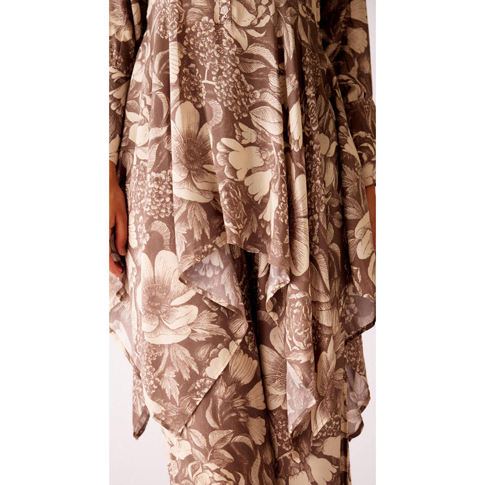Basanti Kapde aur Koffee Grey Muslin Tunic And Palazzo