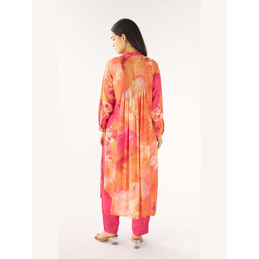Basanti Kapde aur Koffee Orange Muslin Embellished Kurta And Pant