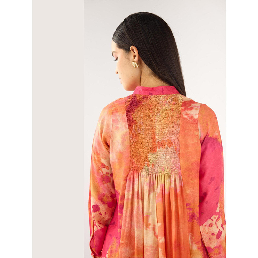 Basanti Kapde aur Koffee Orange Muslin Embellished Kurta And Pant