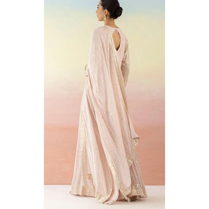 Basanti Kapde aur Koffee Pink Sequin Embellished Kurta And Sharara With Dupatta