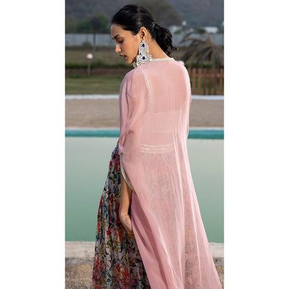 Basanti Kapde aur Koffee Pink Sharara And Cape With Bustier