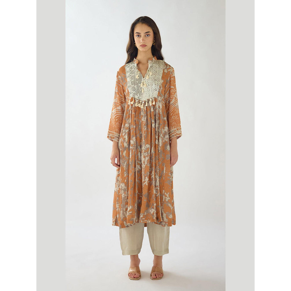 Basanti Kapde aur Koffee The Amber Dusk Orange Georgette Kurta with Palazzo