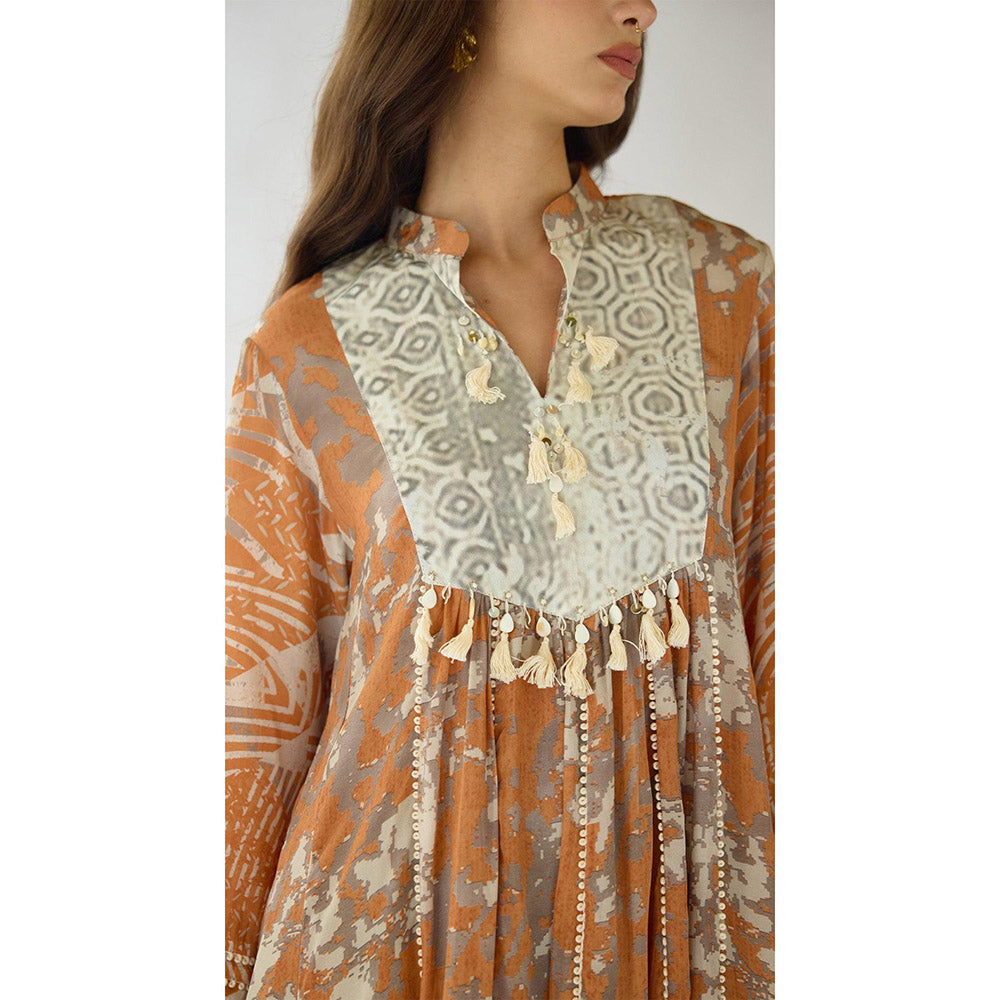 Basanti Kapde aur Koffee The Amber Dusk Orange Georgette Kurta with Palazzo