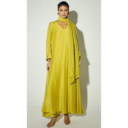 Basanti Kapde aur Koffee The Forest Moss Anarakali with Pant and Dupatta