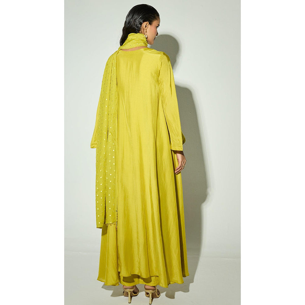 Basanti Kapde aur Koffee The Forest Moss Anarakali with Pant and Dupatta