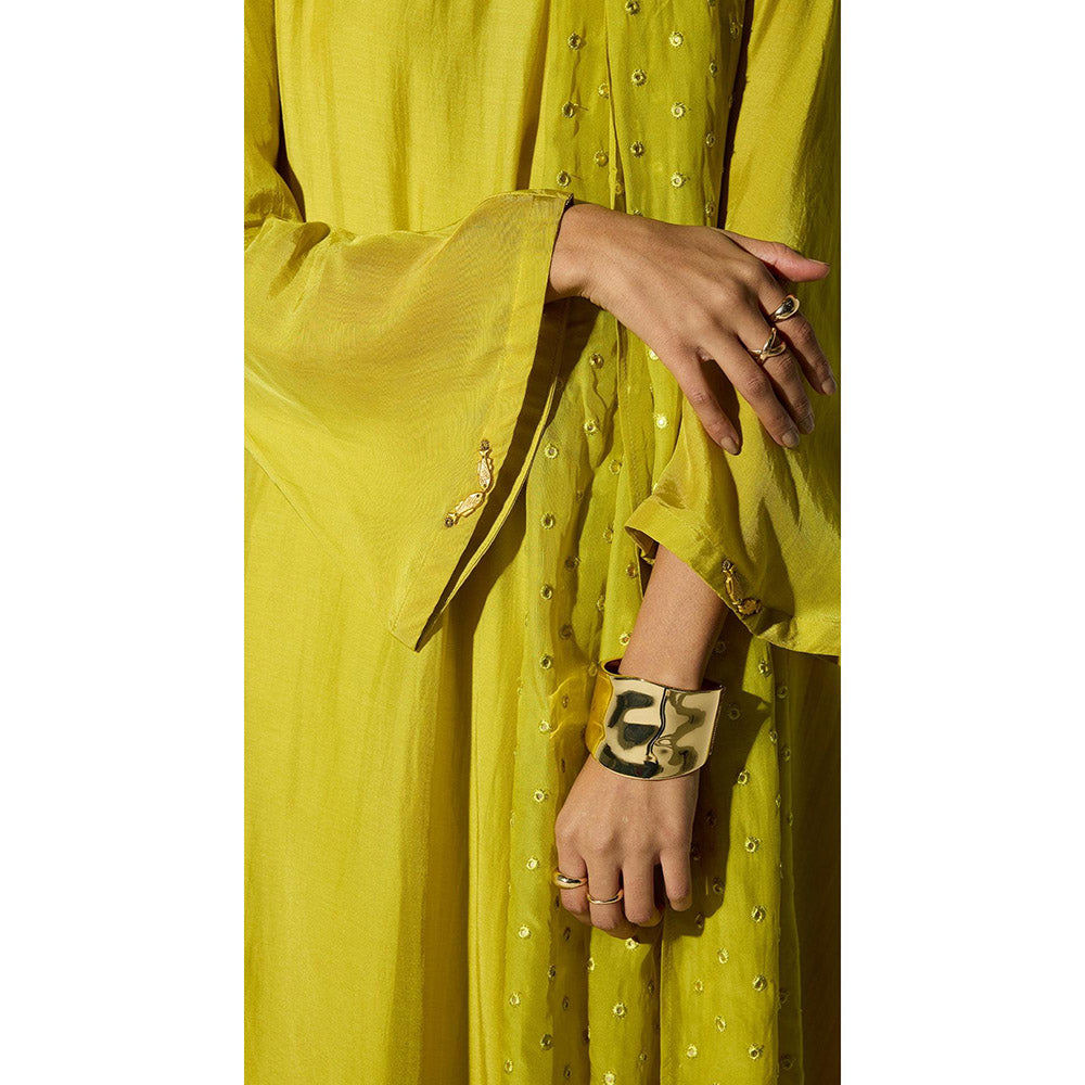 Basanti Kapde aur Koffee The Forest Moss Anarakali with Pant and Dupatta