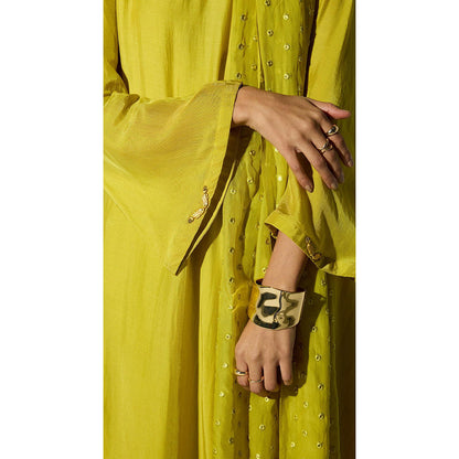 Basanti Kapde aur Koffee The Forest Moss Anarakali with Pant and Dupatta