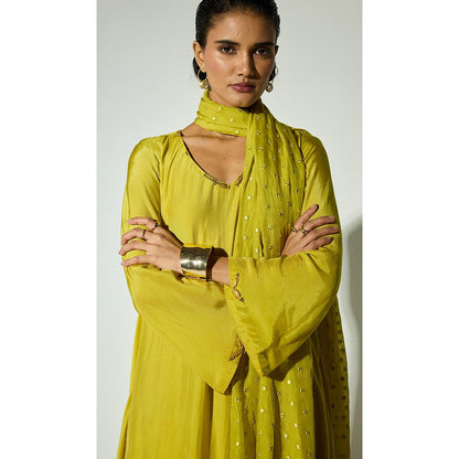 Basanti Kapde aur Koffee The Forest Moss Anarakali with Pant and Dupatta
