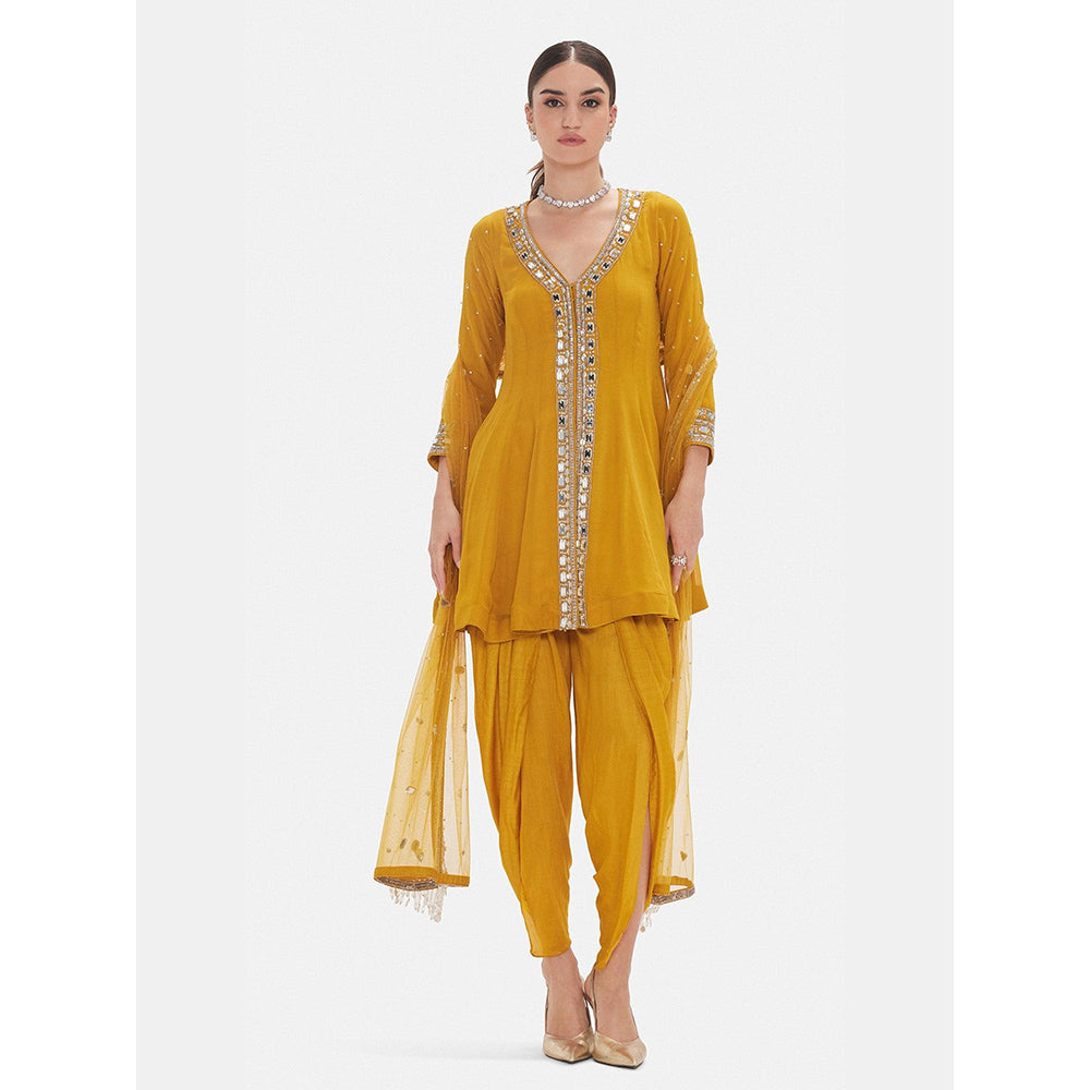 Basanti Kapde aur Koffee The Marigold Honey Kurta with Dhoti and Dupatta