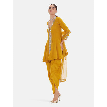 Basanti Kapde aur Koffee The Marigold Honey Kurta with Dhoti and Dupatta