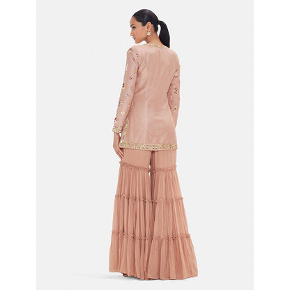 Basanti Kapde aur Koffee The Rose Champagne Mirror Work Sharara