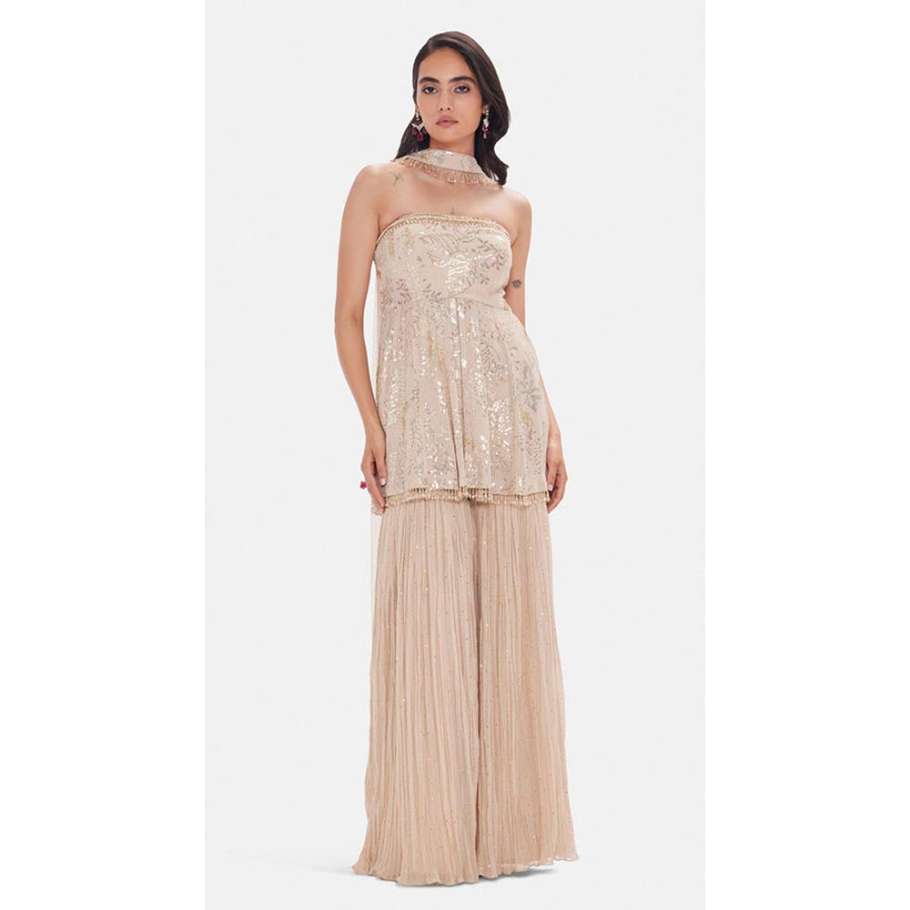 Basanti Kapde aur Koffee The Royal Sandstone Embellished Kurta with Sharara and Dupatta
