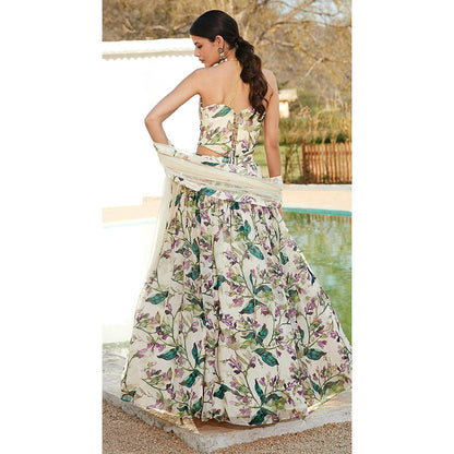 Basanti Kapde aur Koffee Ivory Printed Lehenga And Corset With Dupatta