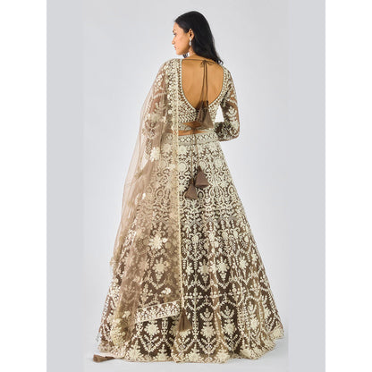 Basanti Kapde aur Koffee Olive Lehenga And Stitched Blouse With Dupatta