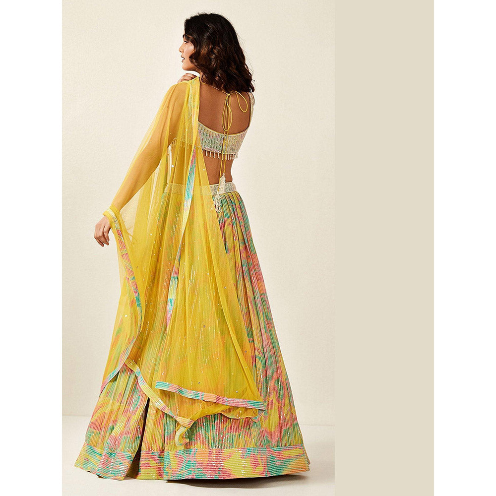 Basanti Kapde aur Koffee Multicoloured Printed Lehenga And Stitched Blouse With Dupatta