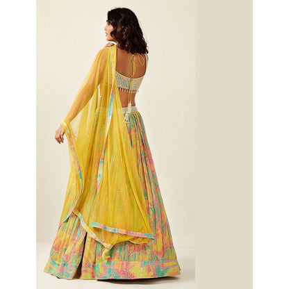 Basanti Kapde aur Koffee Multicoloured Printed Lehenga And Stitched Blouse With Dupatta