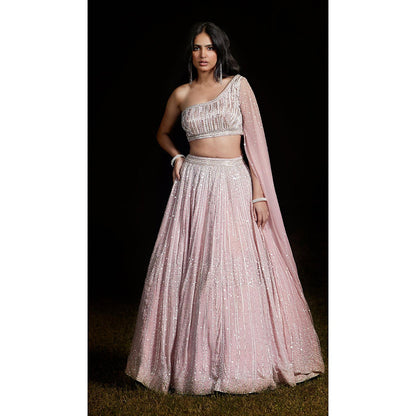 Basanti Kapde aur Koffee Pink Lehenga And Stitched Blouse With Dupatta