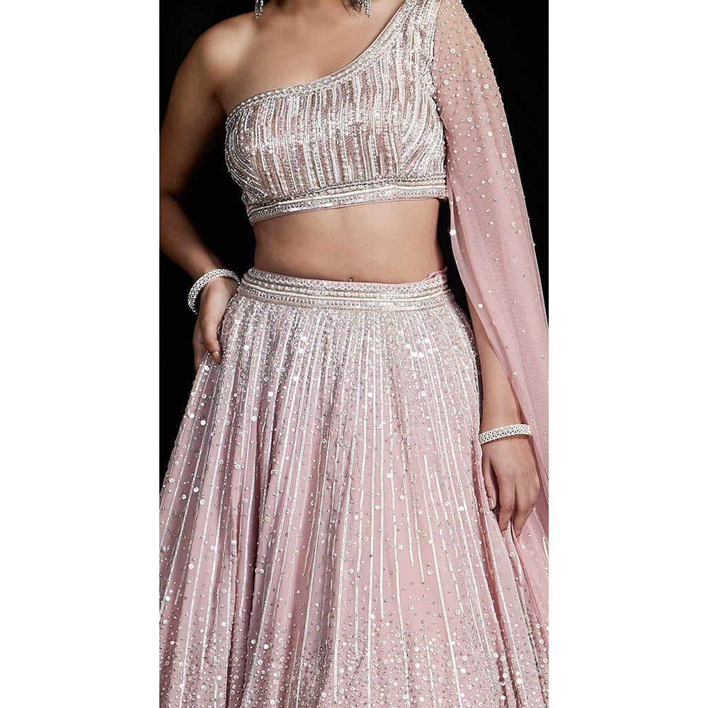 Basanti Kapde aur Koffee Pink Lehenga And Stitched Blouse With Dupatta