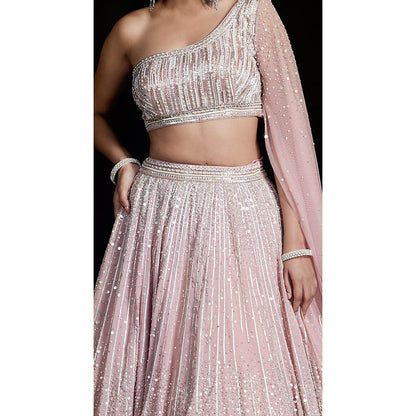 Basanti Kapde aur Koffee Pink Lehenga And Stitched Blouse With Dupatta