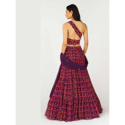 Basanti Kapde aur Koffee Purple Lehenga with Stitched Blouse and Dupatta