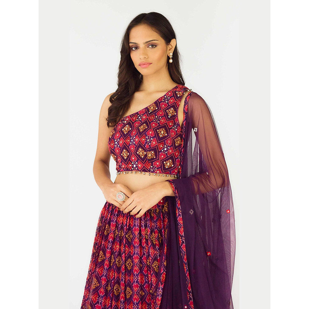 Basanti Kapde aur Koffee Purple Lehenga with Stitched Blouse and Dupatta