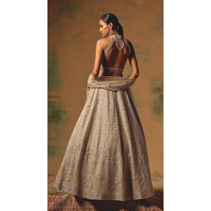 Basanti Kapde aur Koffee The Amber Dusk Lehenga And Stitched Blouse With Dupatta
